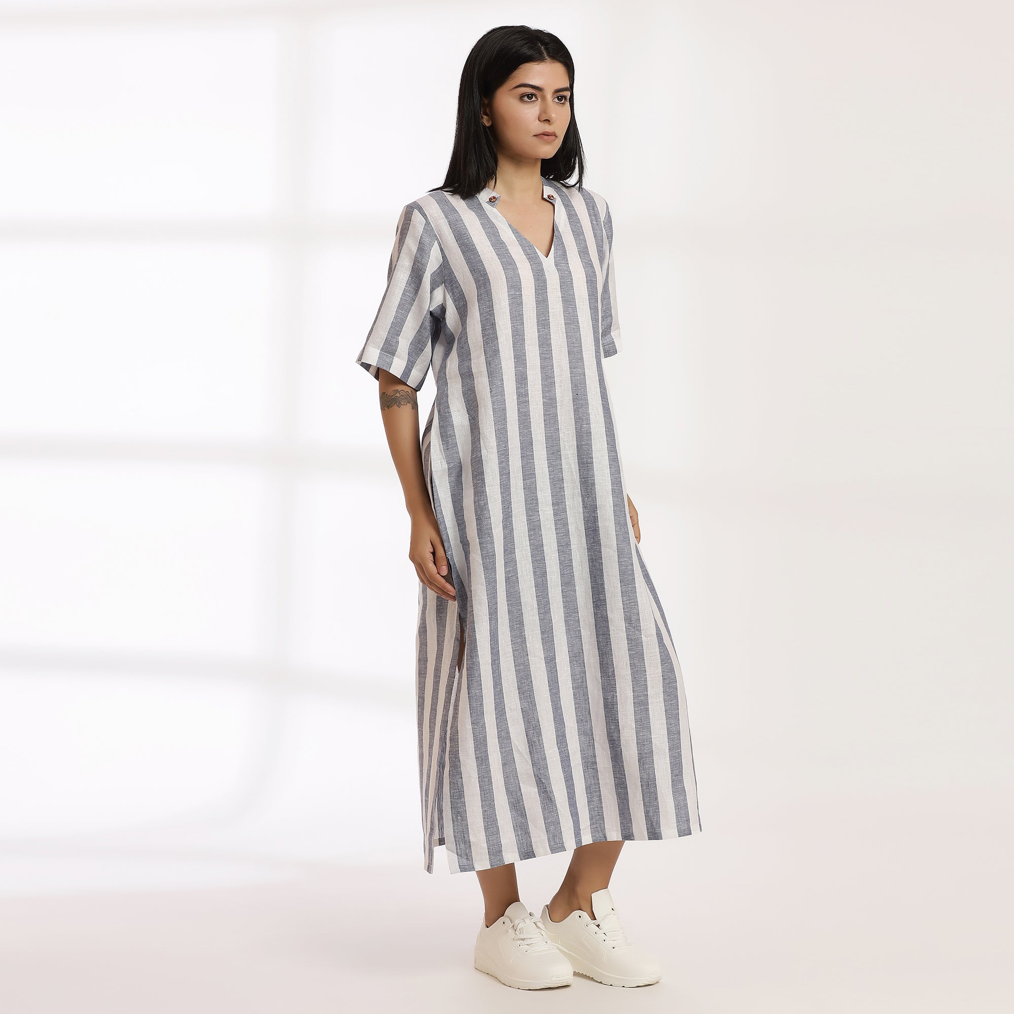 Wild Still- Effortless Elegance Striped Cotton Kurti
