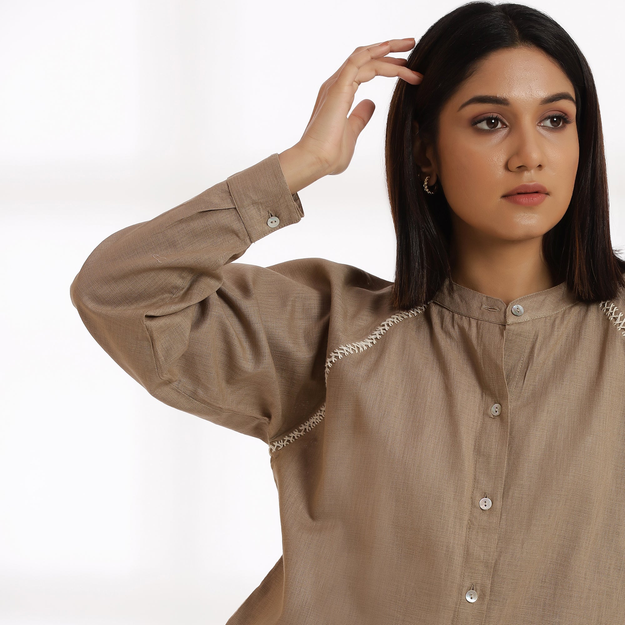 Ground Shirt - Horizon Button-Down Beige Shirt