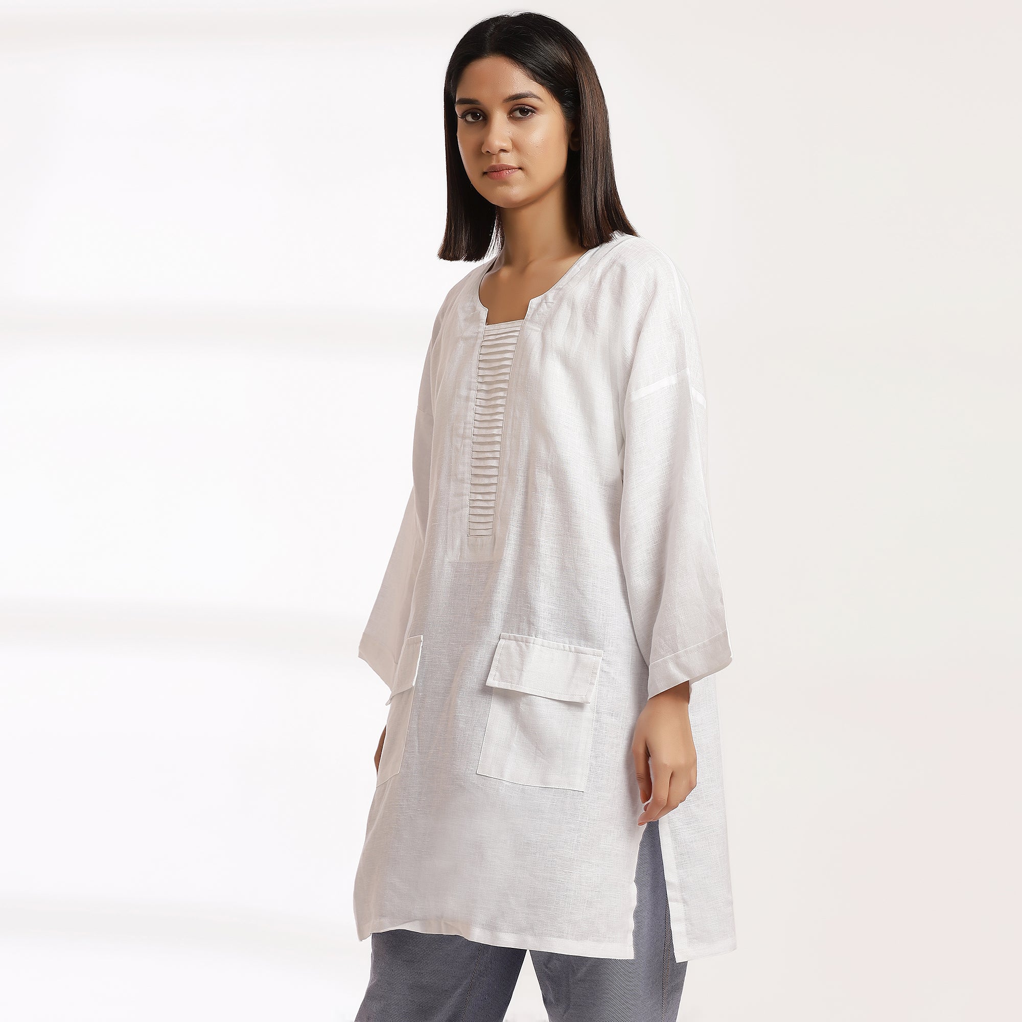 Plainspoken- Premium White Linen Oversized Kurta