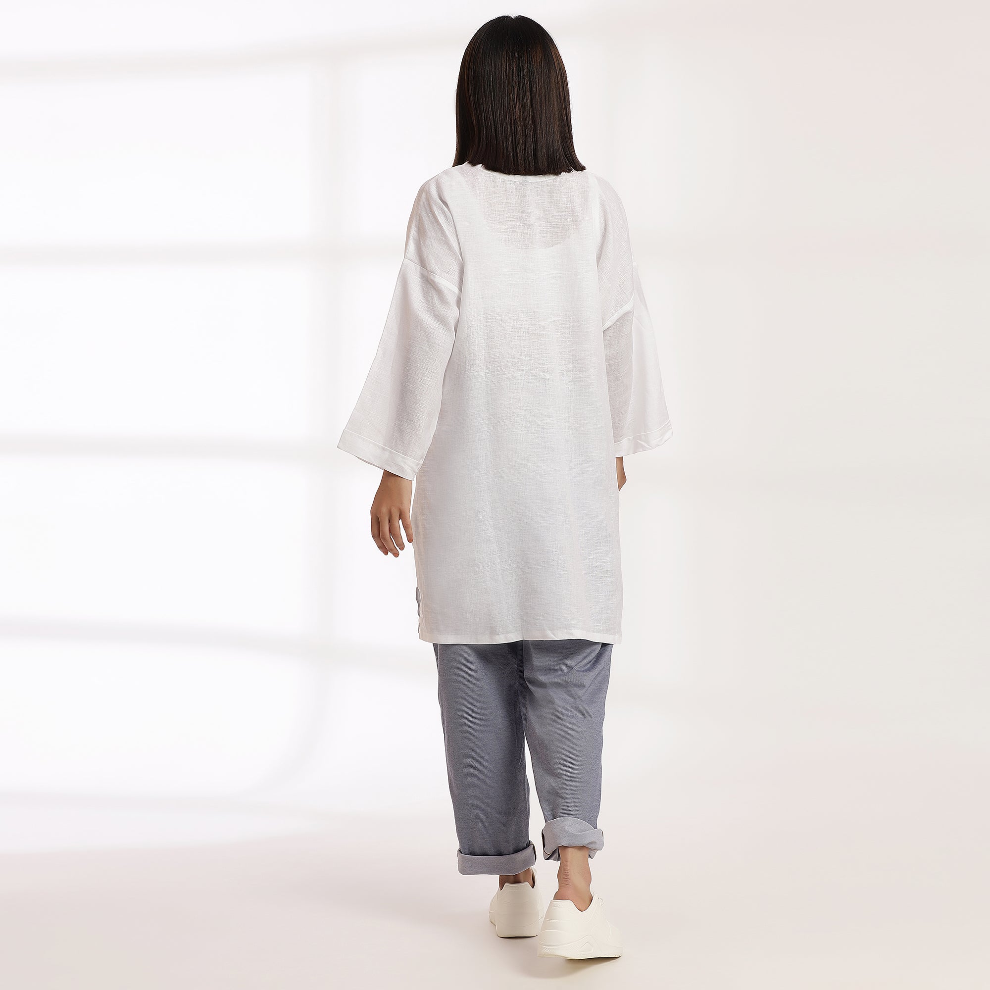 Plainspoken- Premium White Linen Oversized Kurta