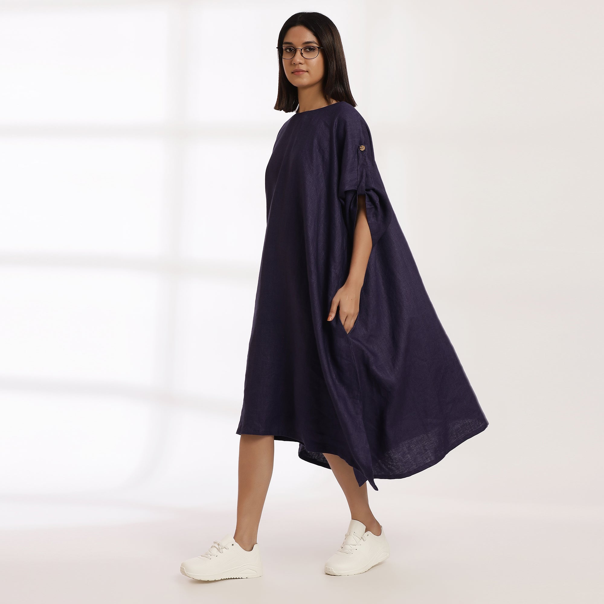 Untamed- Linen Flow Structured Ease A-Line Kaftan Dress