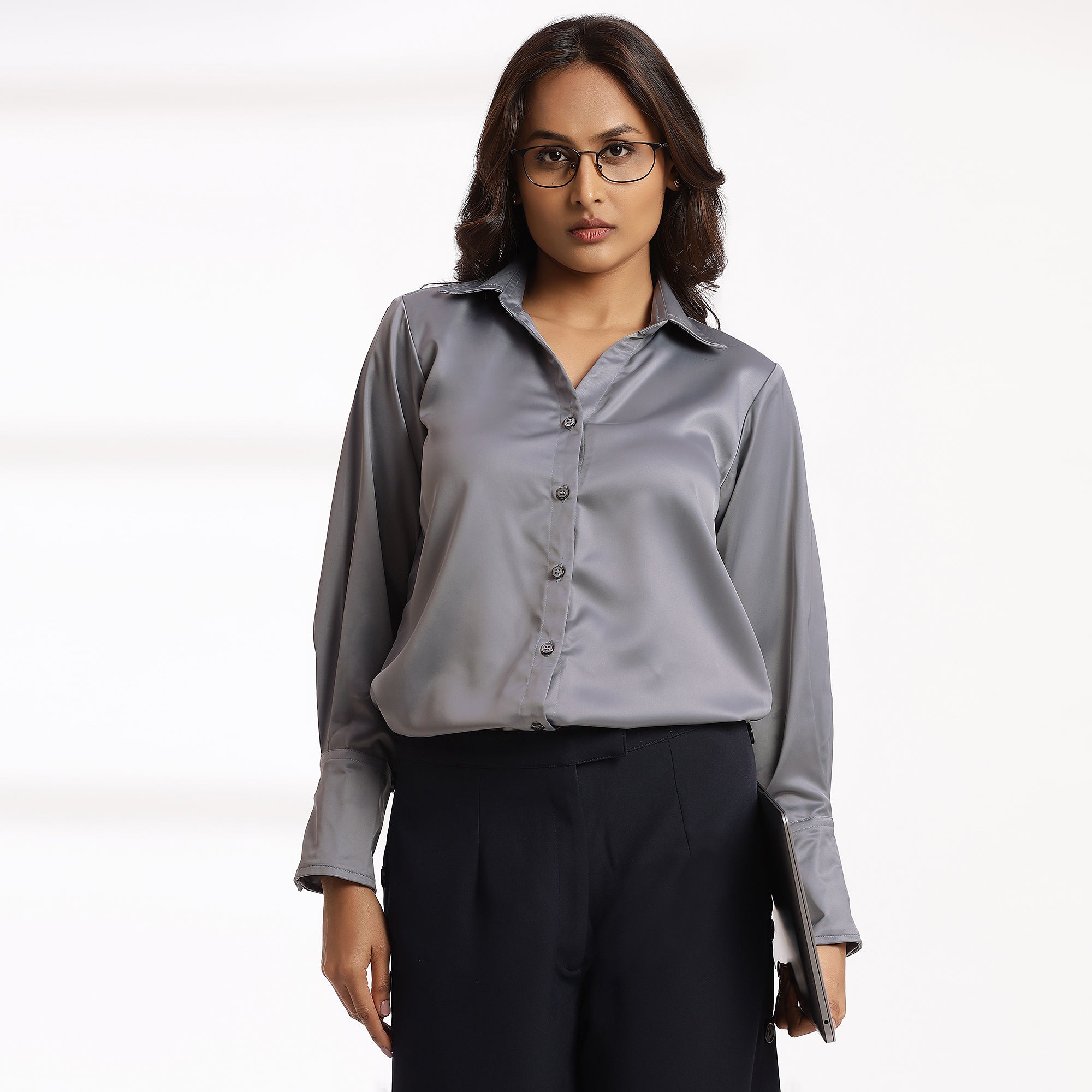 Roma- Silk Grey Button-ups Shirt
