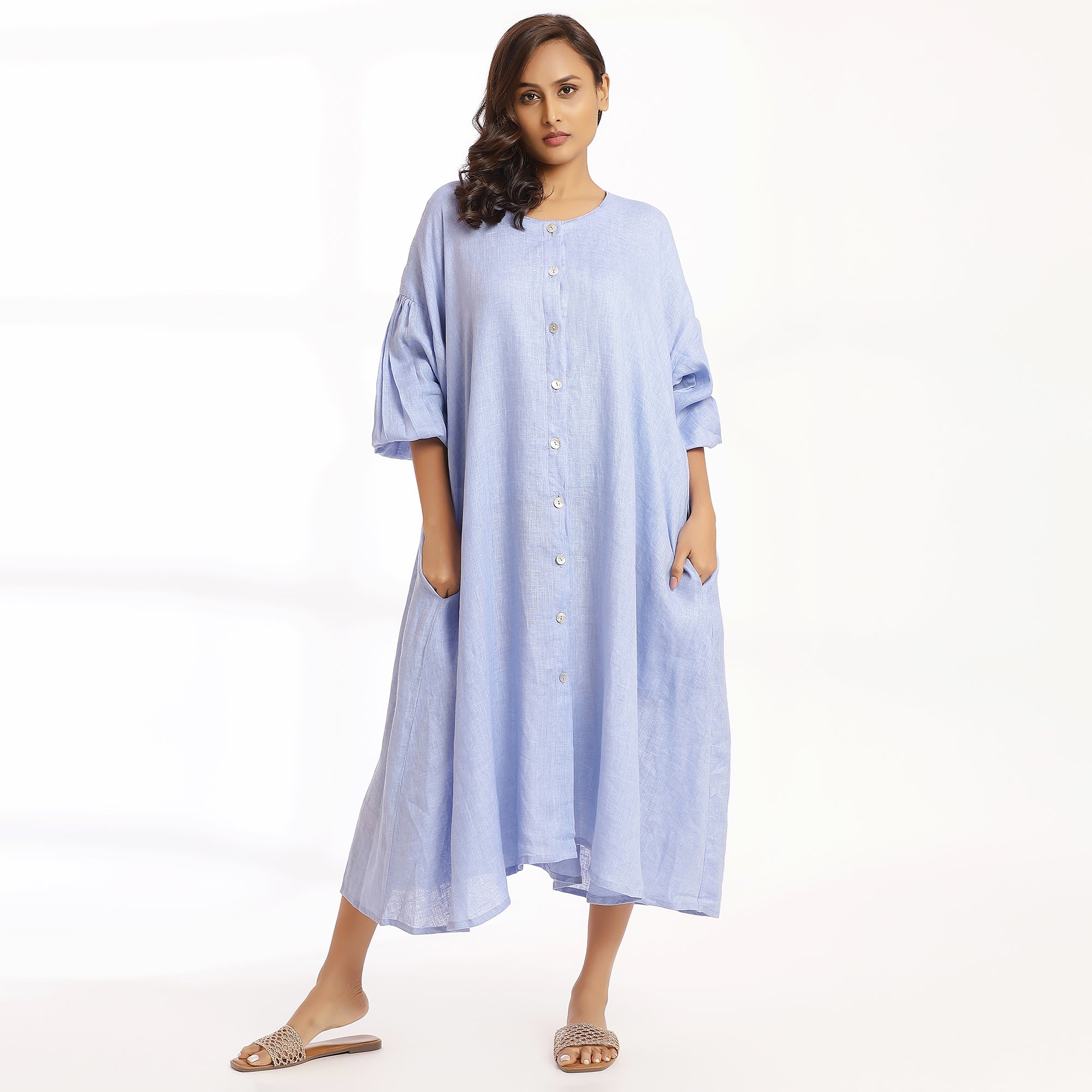 No Apology-Blue Breeze Serenity Button Down Maxi Dress