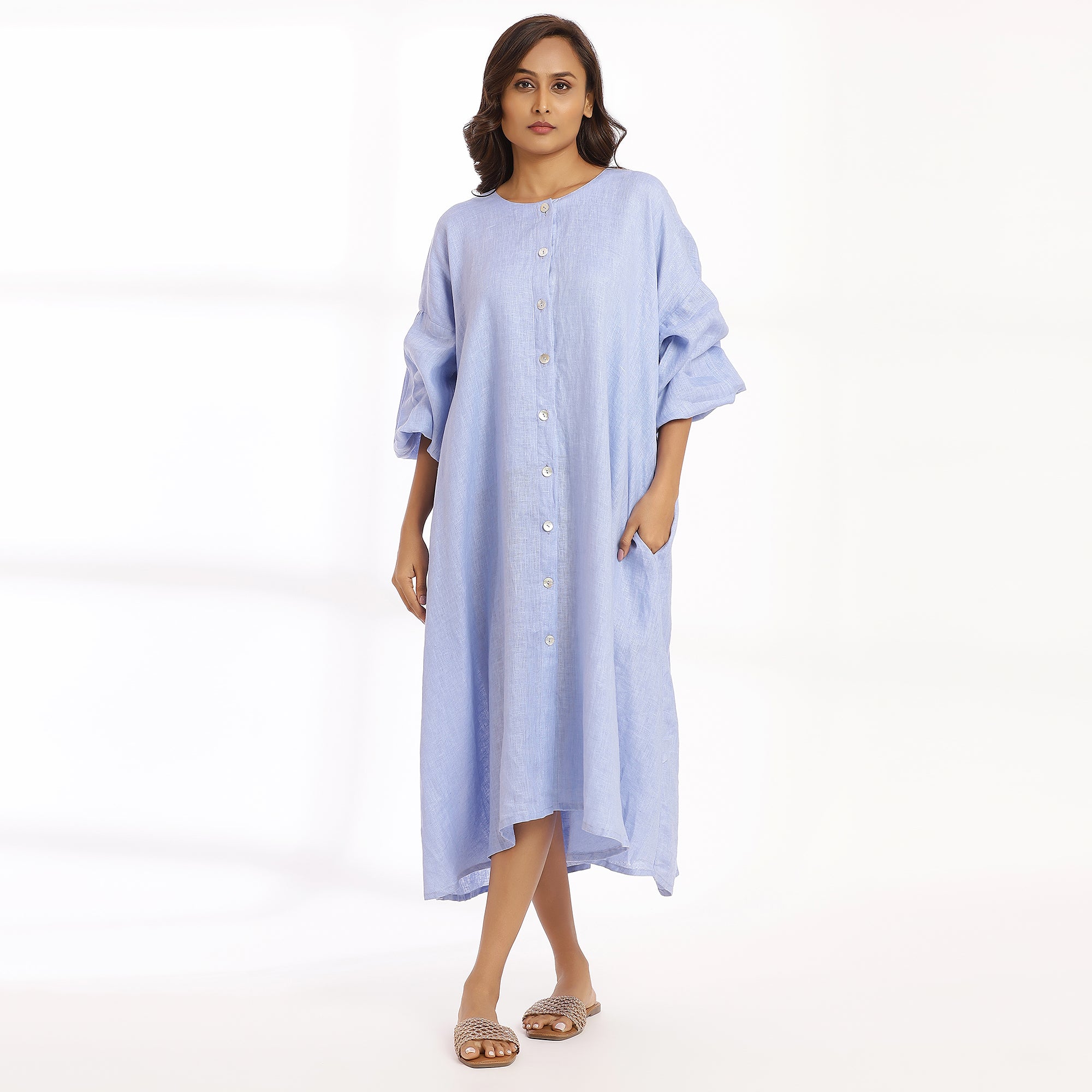 No Apology-Blue Breeze Serenity Button Down Maxi Dress