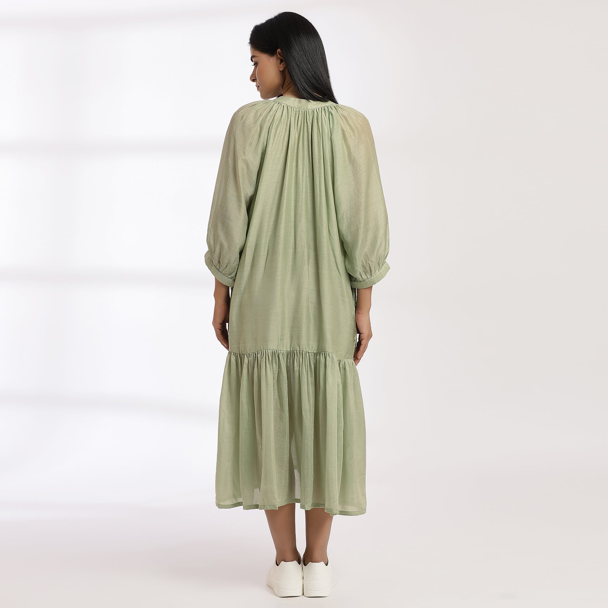 Flow - Sage Breeze Tiered - Midi Dress