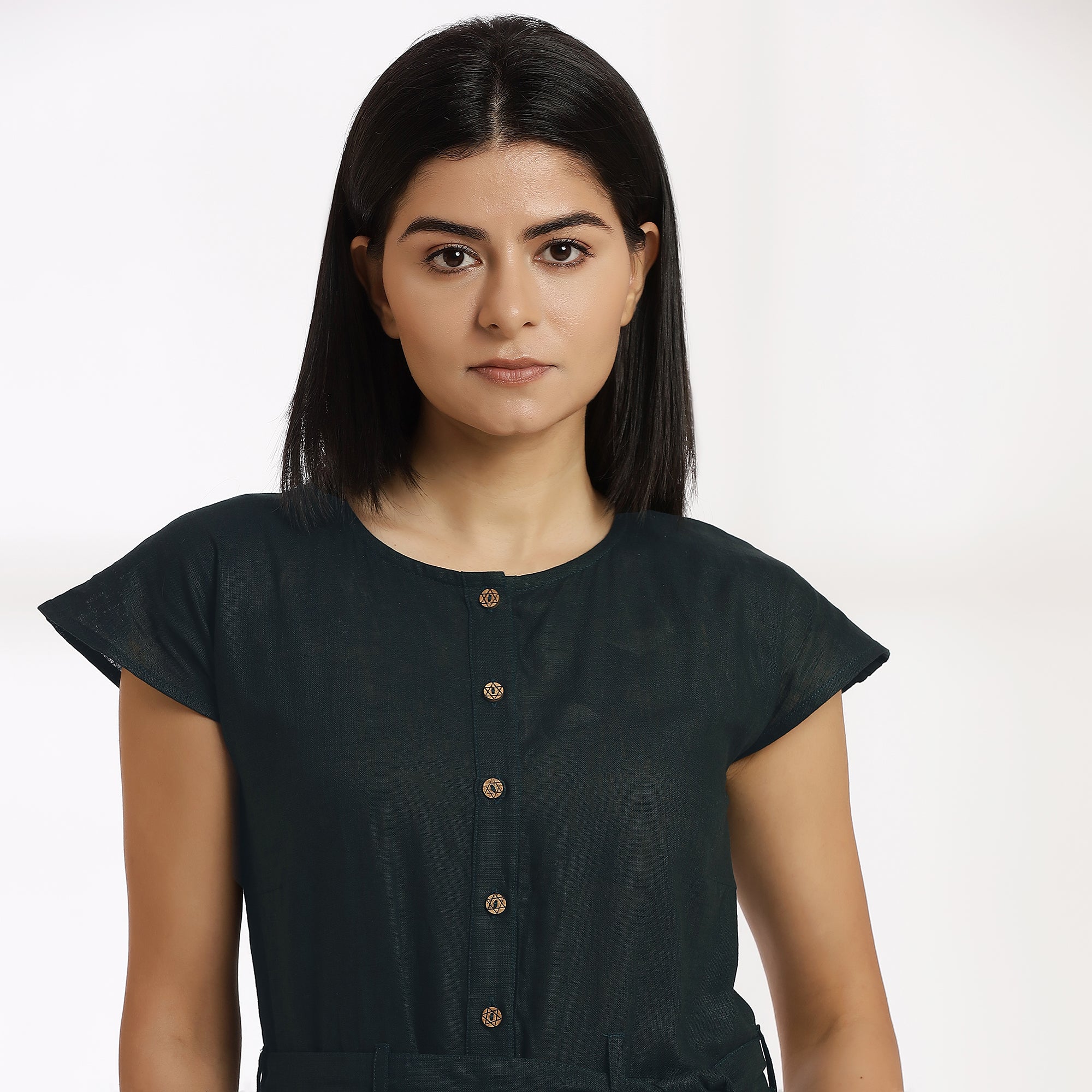 Clay Breeze -Flowy Midi D Green dress