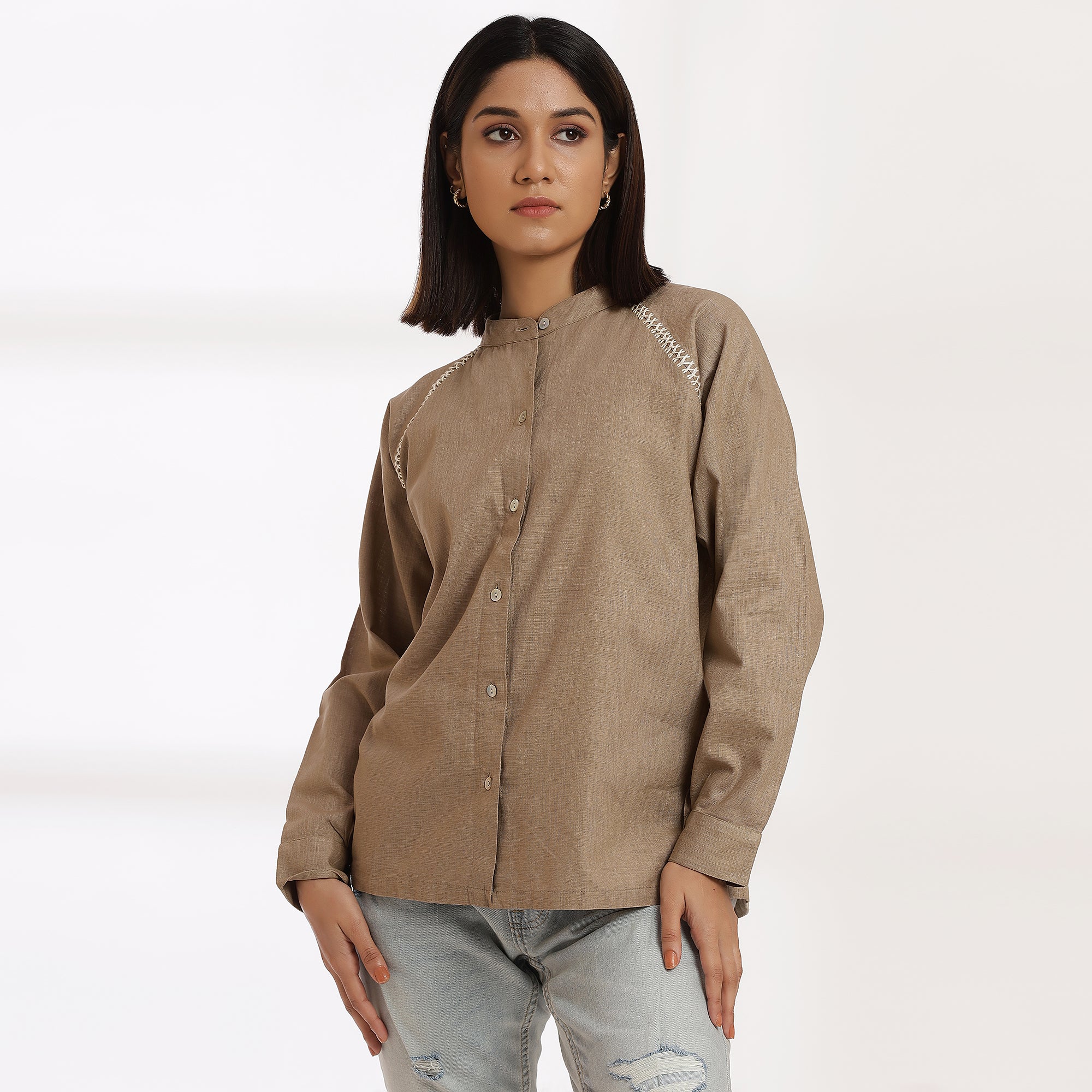 Ground Shirt - Horizon Button-Down Beige Shirt