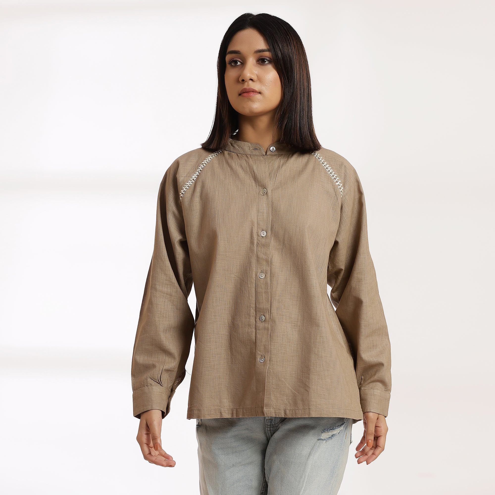 Ground Shirt - Horizon Button-Down Beige Shirt
