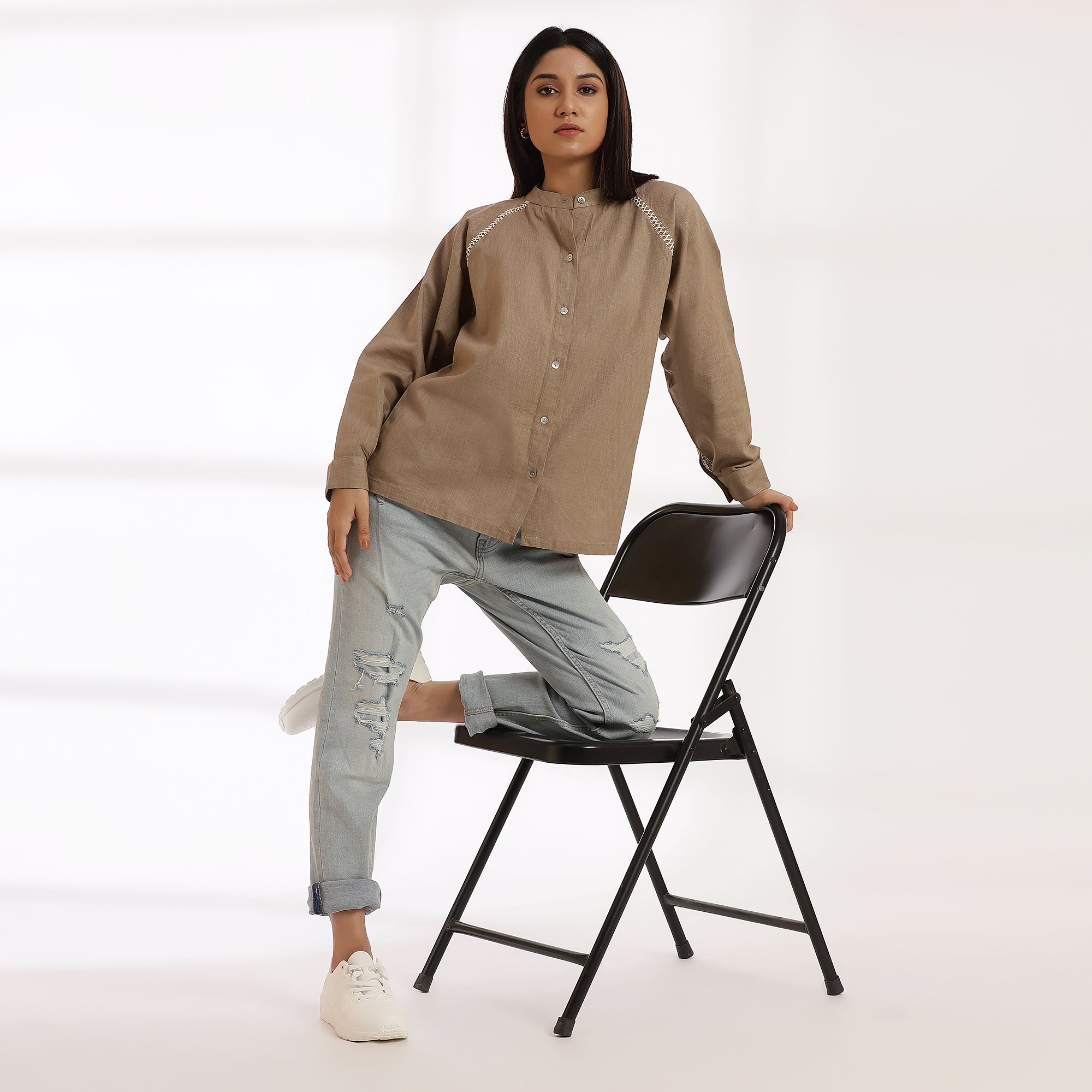 Ground Shirt - Horizon Button-Down Beige Shirt