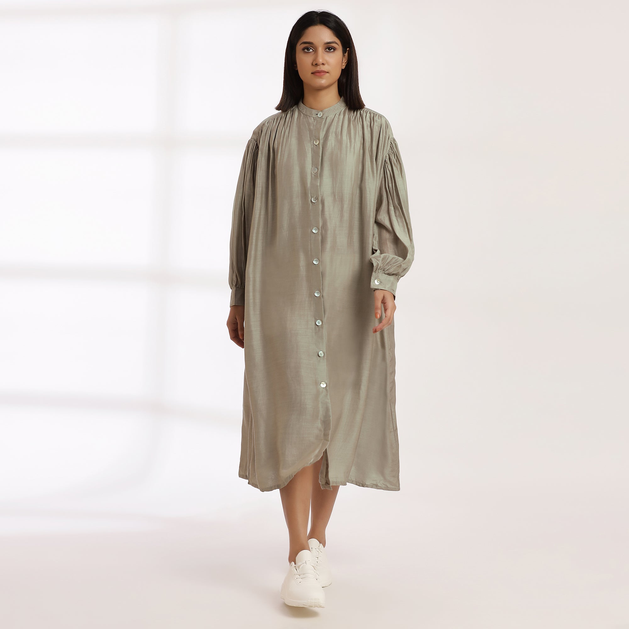 Ease- Relaxed Fit Cotton Silk Midi Dress