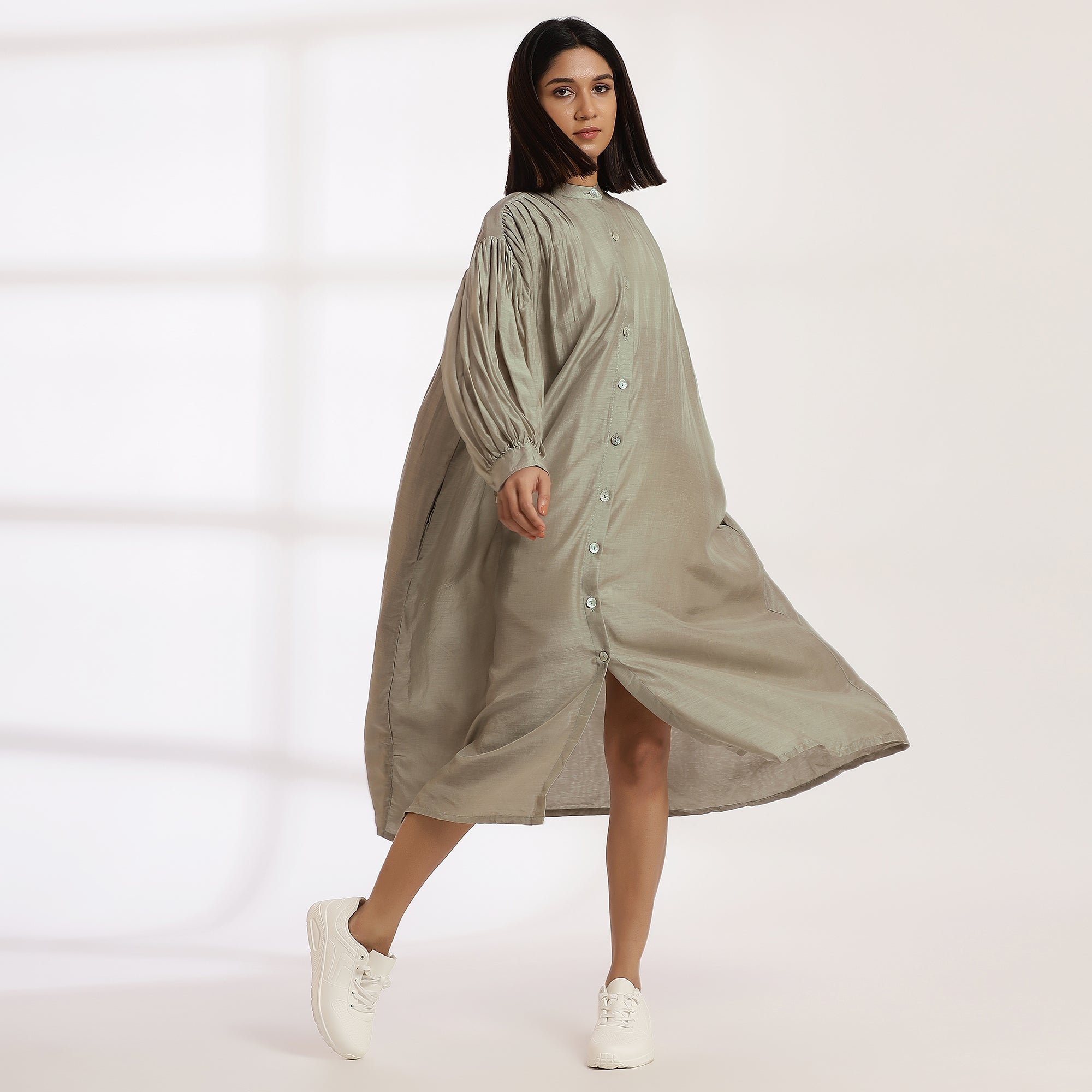 Ease- Relaxed Fit Cotton Silk Midi Dress