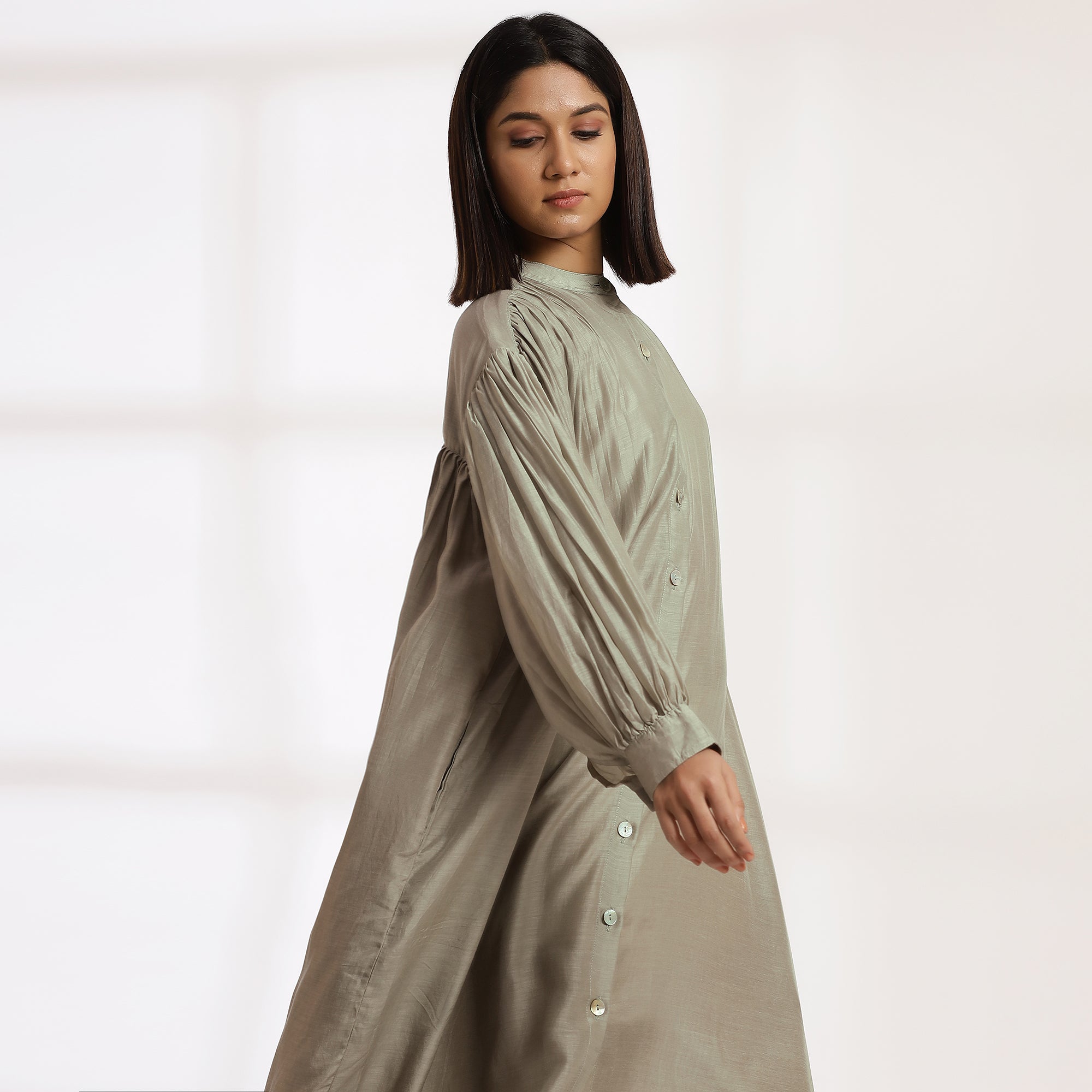 Ease- Relaxed Fit Cotton Silk Midi Dress