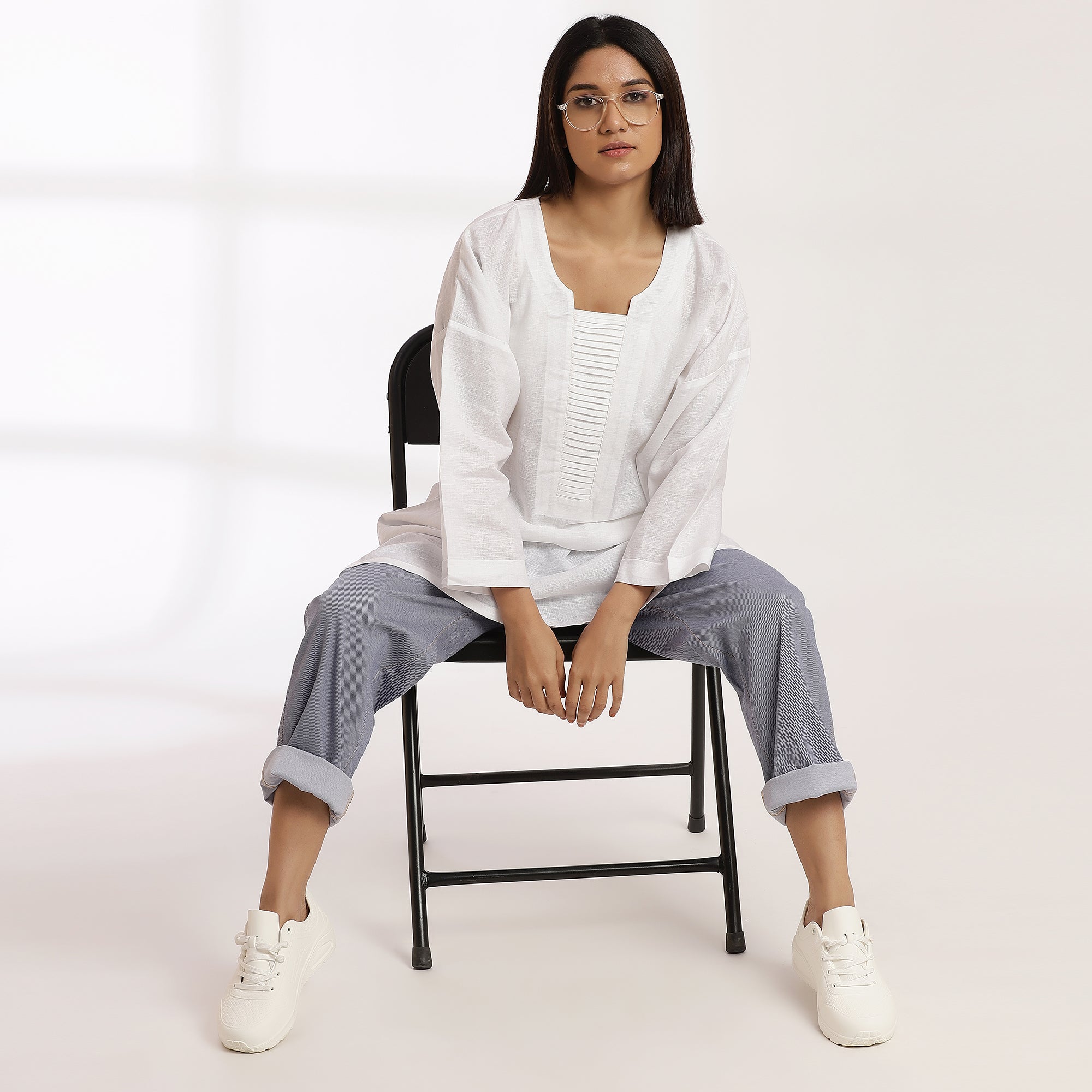 Plainspoken- Premium White Linen Oversized Kurta