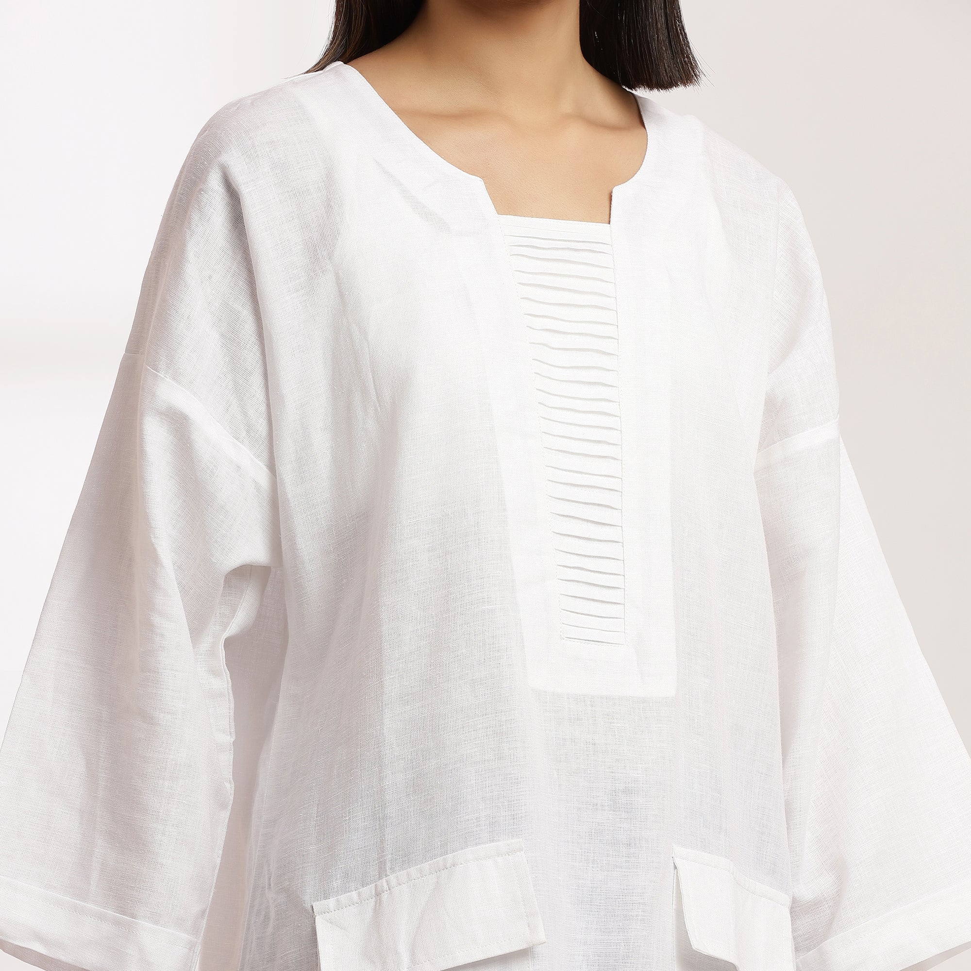 Plainspoken- Premium White Linen Oversized Kurta