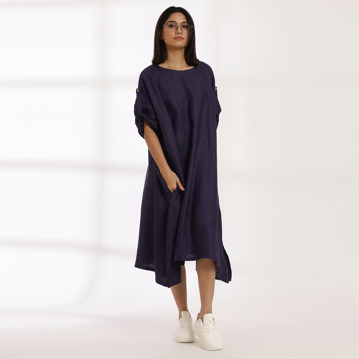 Untamed- Linen Flow Structured Ease A-Line Kaftan Dress