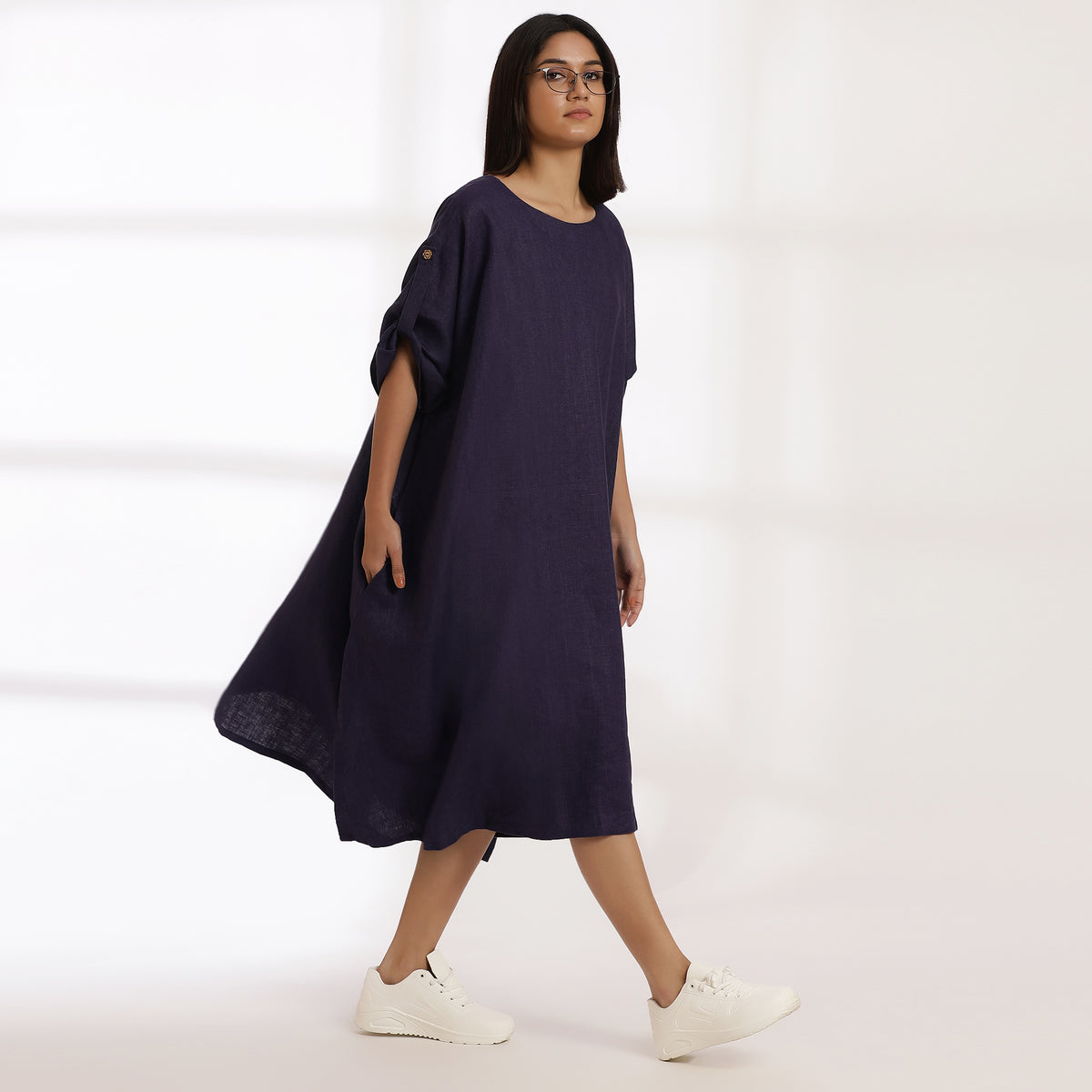 Untamed- Linen Flow Structured Ease A-Line Kaftan Dress