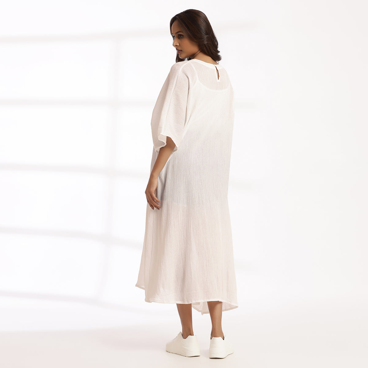 Bare- Casual White Cotton Kaftan Tunic for Everyday Wear
