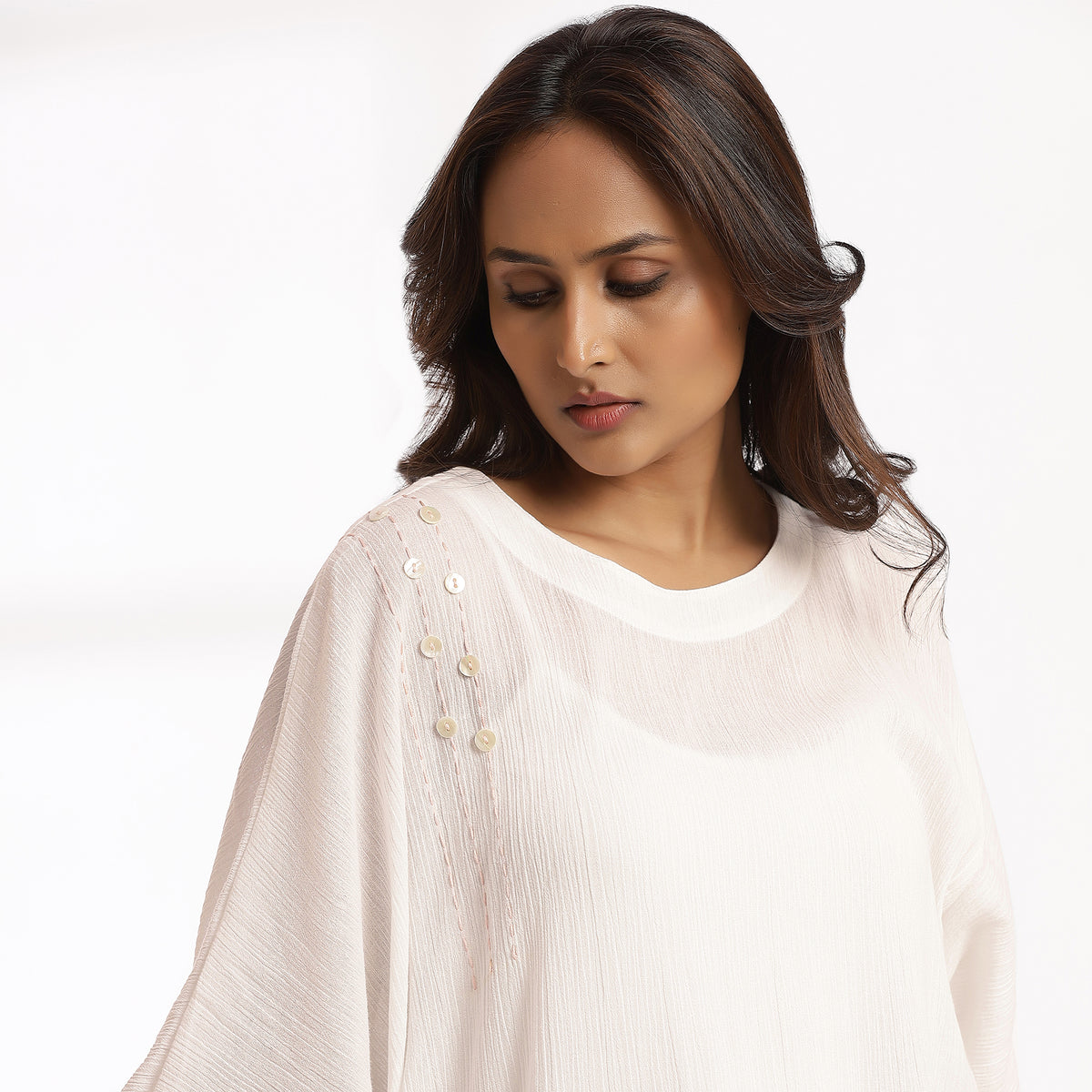 Bare- Casual White Cotton Kaftan Tunic for Everyday Wear