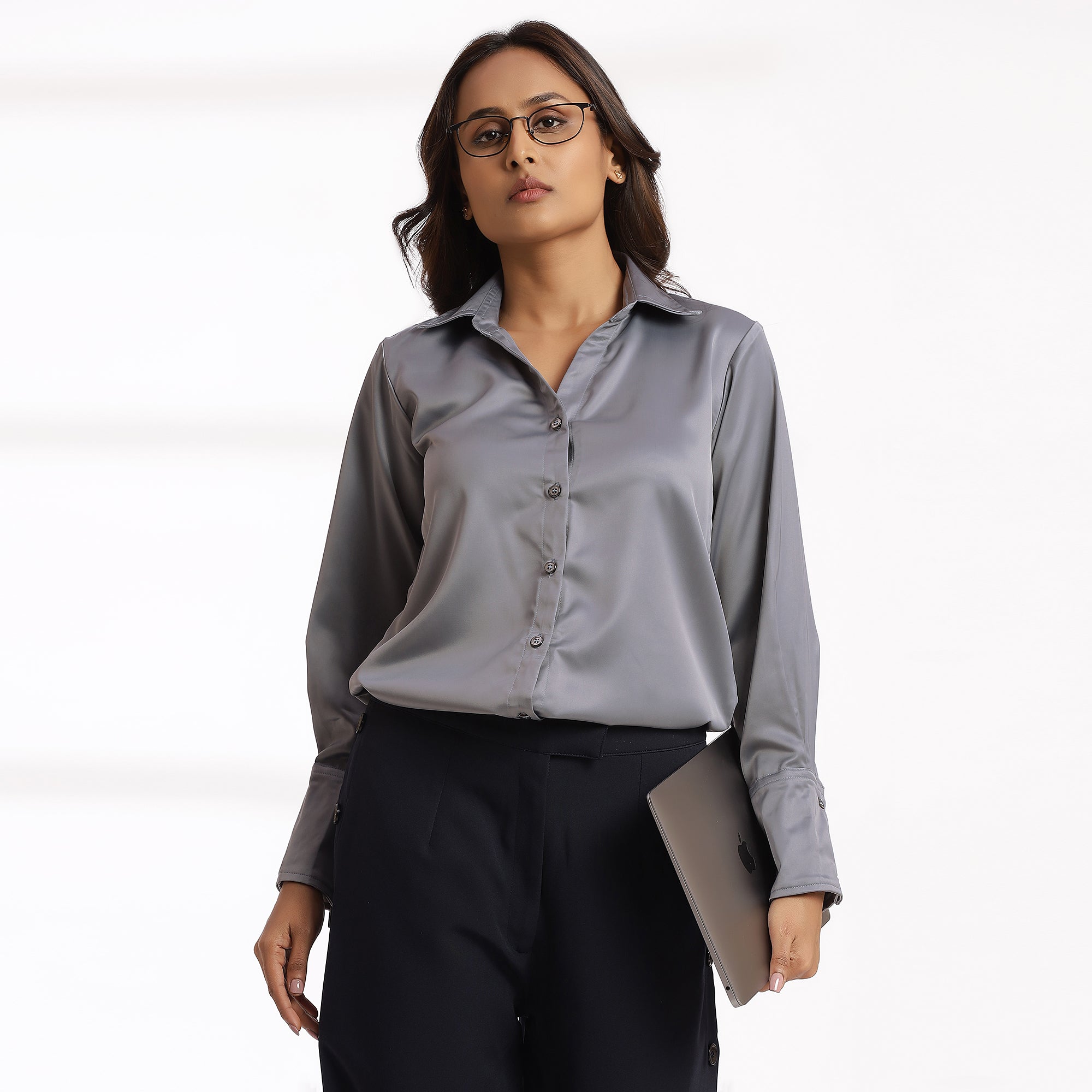 Roma- Silk Grey Button-ups Shirt