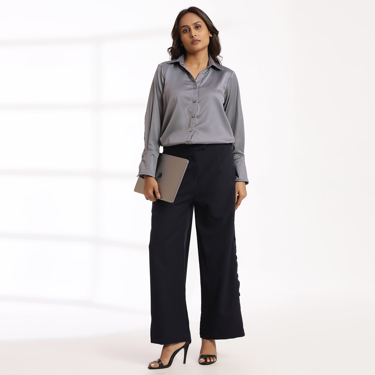 Roma- Silk Grey Button-ups Shirt