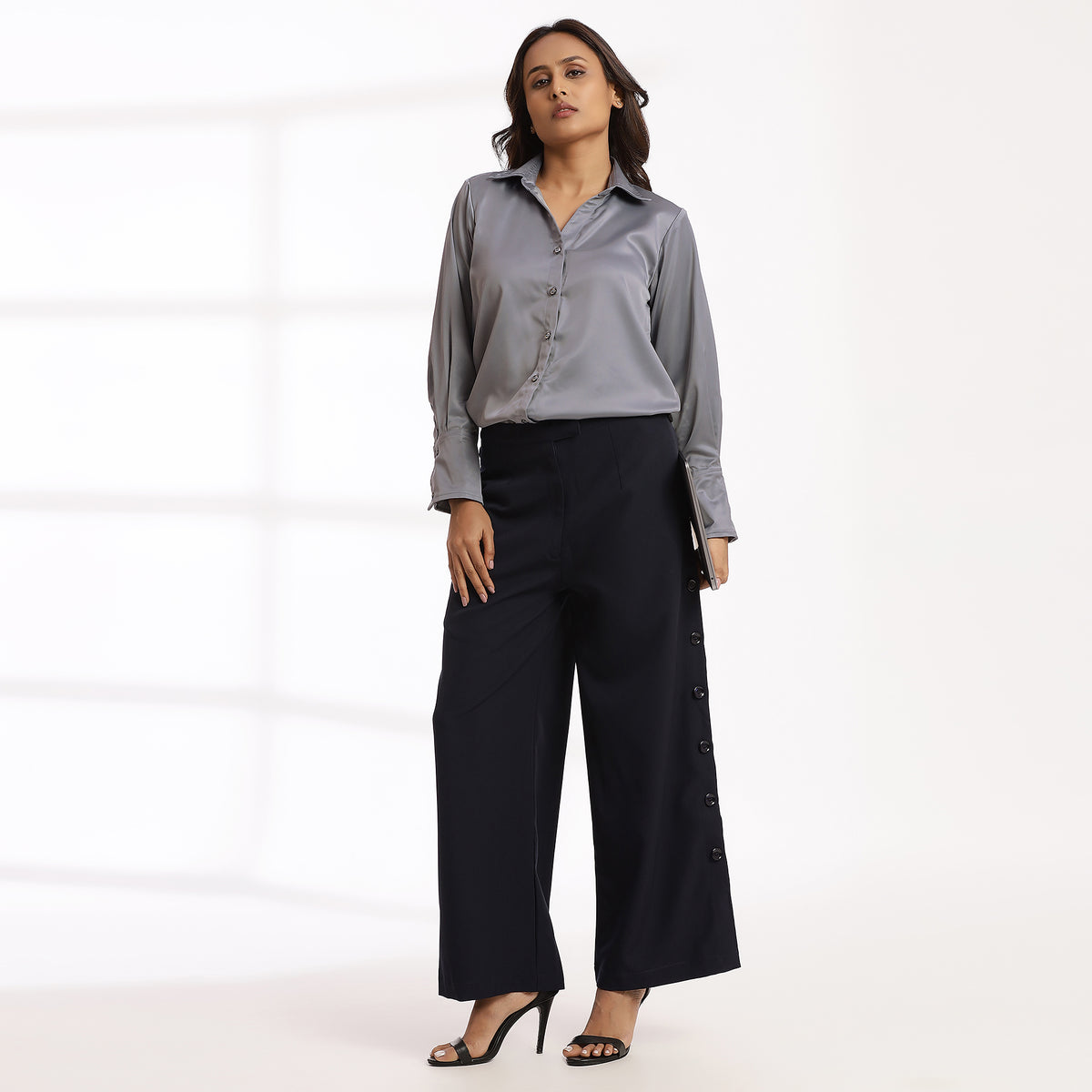 Roma- Silk Grey Button-ups Shirt