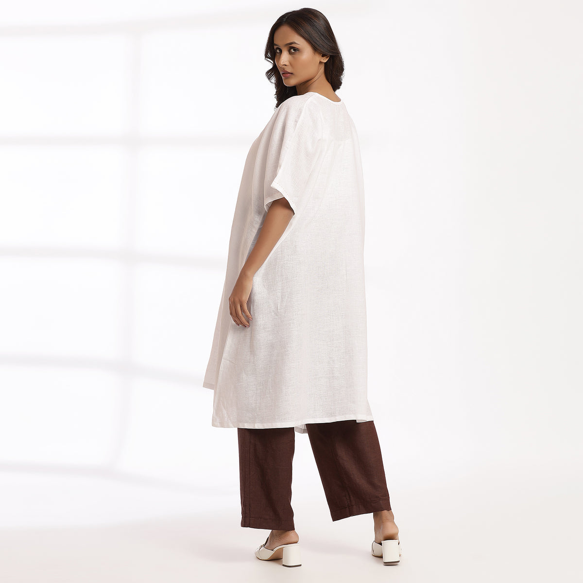 Open- Relaxed Fit Linen Kaftan Dress
